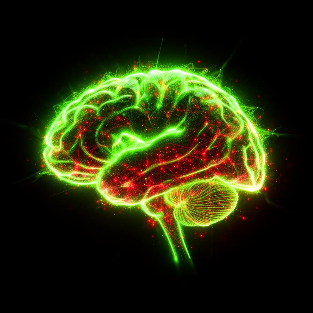 Cérebro brilhante representando o novo padrão mental